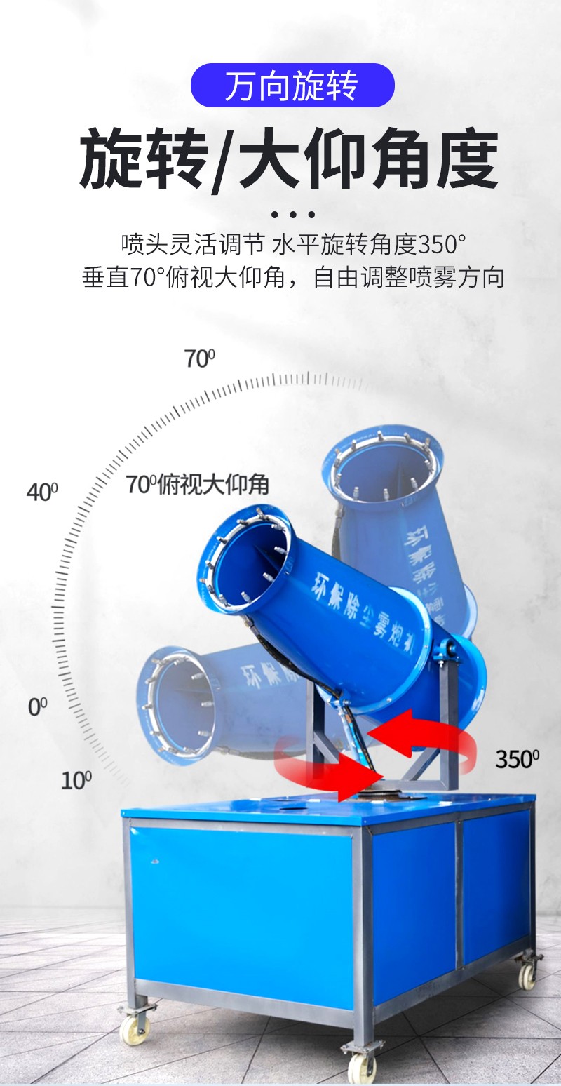 除尘雾炮机工地防尘泡雾机环保雾化喷雾机器30米到100米全自动工业高射程降尘设备(图5)